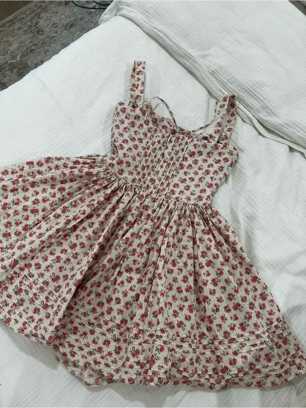 House of Cb Natassia White Rosebud Print Cotton Mini Dress - Picture 5 of 6